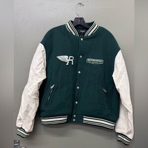 Represent Racing Club Green and White Varsity Jacket size Medium